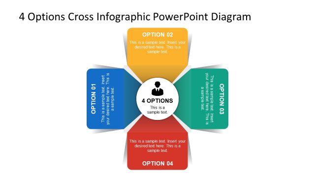 4 Options Cross Infographic PowerPoint Diagram