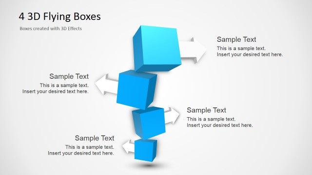 Four 3D Flying Boxes for PowerPoint