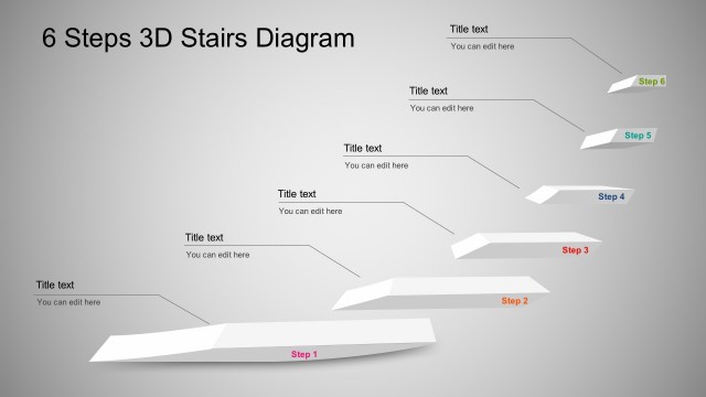 6 Step 3D Stairs Diagram for PowerPoint