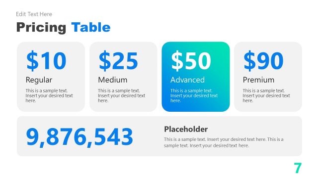 Pricing Table Grid Layout Business Executive PPT