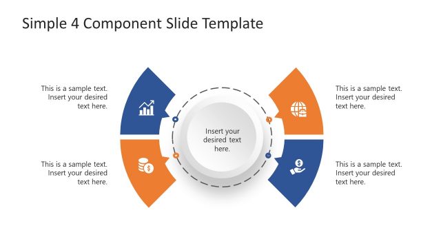 Simple 4-Component Slide Template with Core Element for PowerPoint
