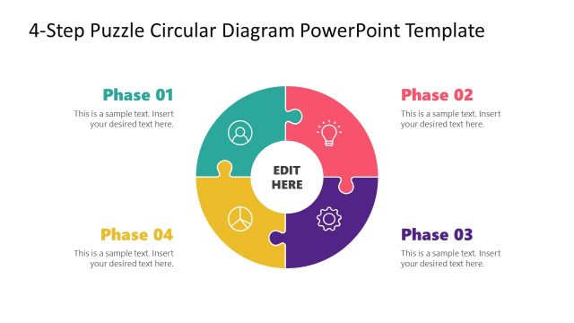 4-Step Puzzle Circular Diagram PowerPoint Template