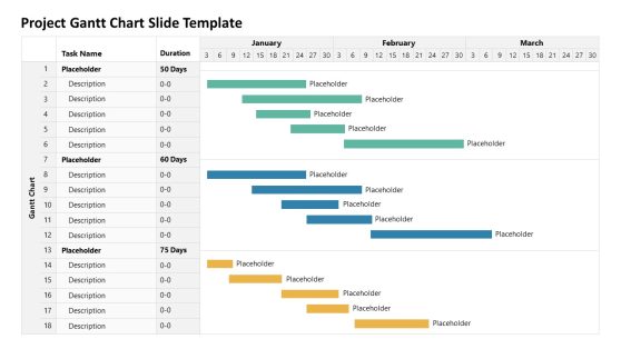 Editable Project Gantt Chart PPT Template