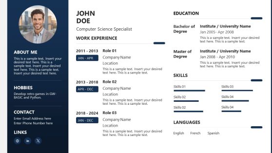 Computer Science Resume PowerPoint Slide
