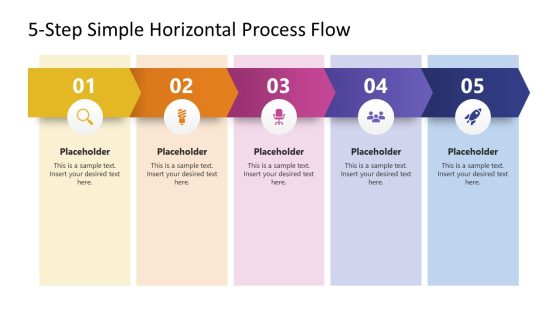 5-Step Simple Horizontal Process Flow Template for PowerPoint 