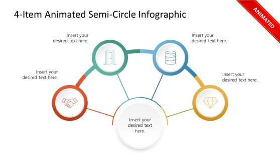 4-Item Animated Semi Circle Infographic Presentation Slide 