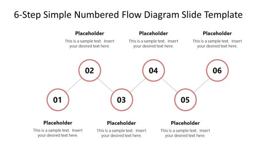 6-Step Simple Numbered Flow Diagram Presentation Template