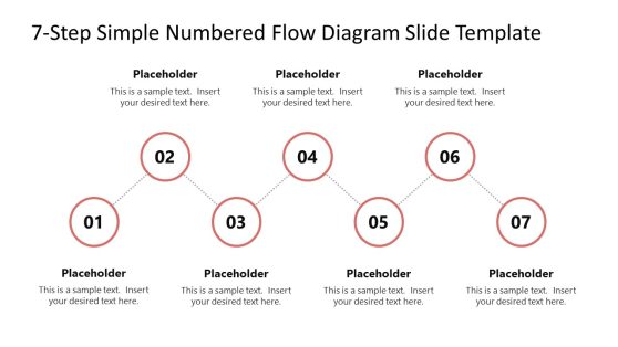 Editable 7-Step Simple Numbered Flow Diagram PowerPoint Slide 