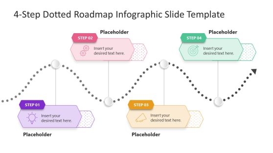 4-Step Dotted Roadmap Infographic Presentation Template 