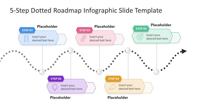 5-Step Dotted Roadmap Infographic Template for PowerPoint