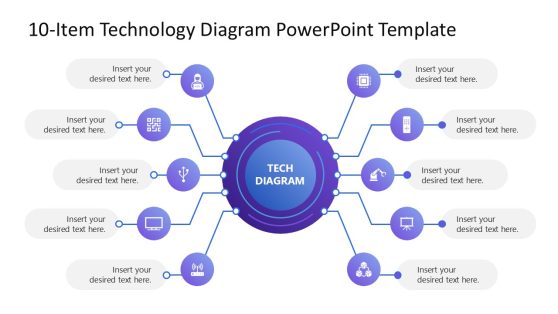 Editable 10-Item Technology Diagram PPT Template