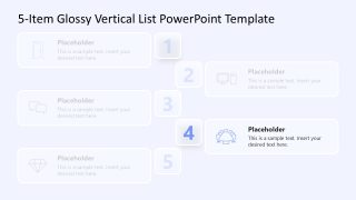 Editable 5-Item Glossy Vertical List PowerPoint Presentation Layout 