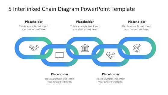 5 Interlinked Chain Diagram Template for PowerPoint 