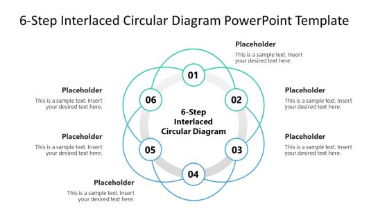 6-Step Interlaced Circular Diagram Presentation Template