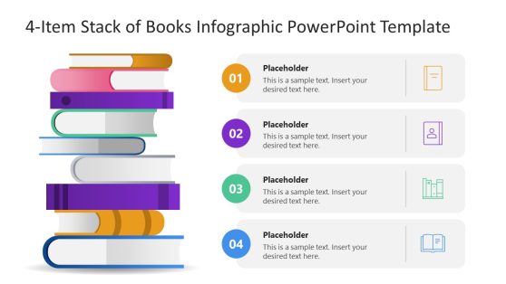 Engaging 4-Item Stack of Books PPT Template 
