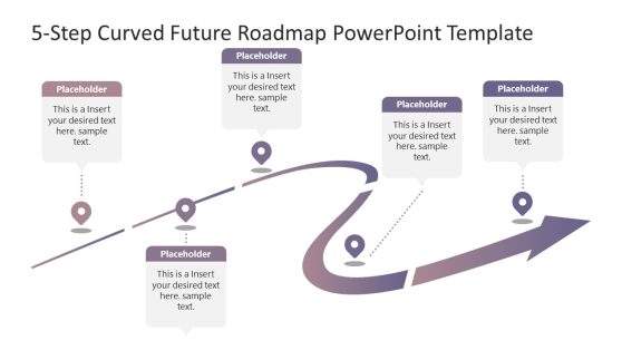 Editable 5-Step Curved Future Roadmap PPT Template