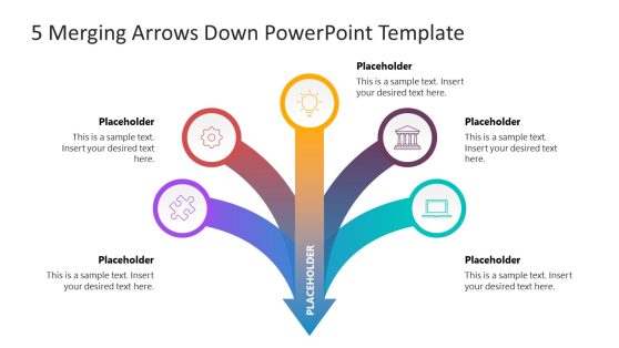 5 Merging Arrows Down Template for PowerPoint 