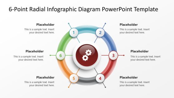 Editable 6-Point Radial Infographic PPT Layout 