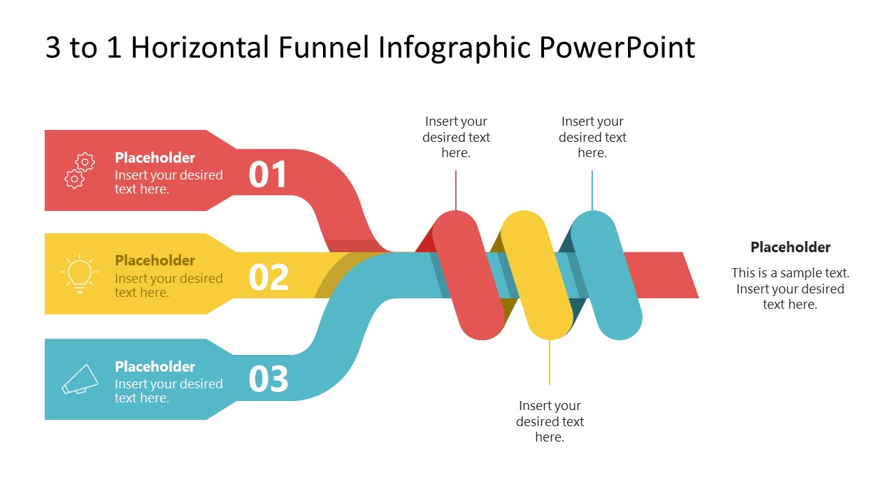 3-to-1 Horizontal Funnel Infographic PPT Slide for Business Presentation 