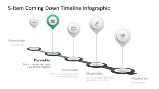 5-Item Coming Down Timeline Template for PowerPoint 