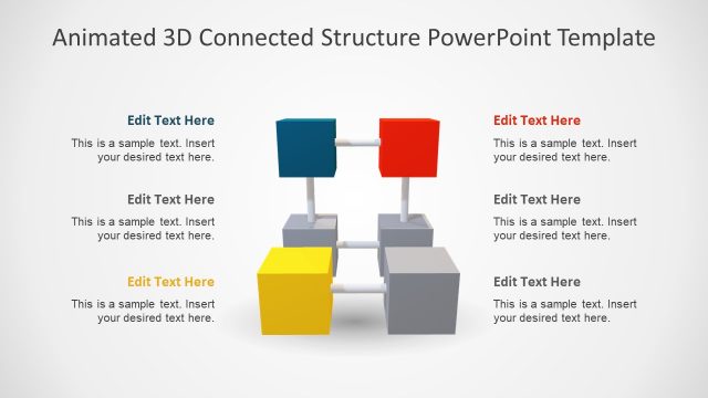 6 Item Animated 3D Connected Structure PowerPoint Template