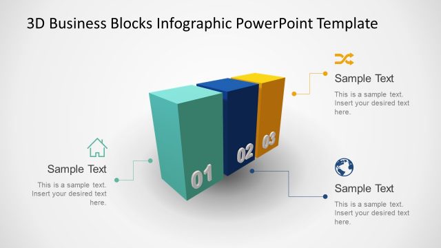 Animated 3D Business 3 Blocks Diagram for PowerPoint