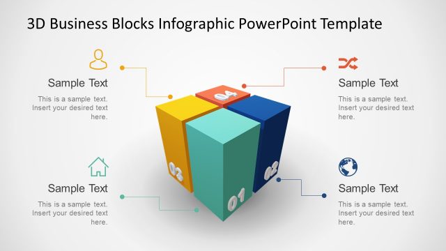 Animated 3D Business 4 Blocks Diagram for PowerPoint
