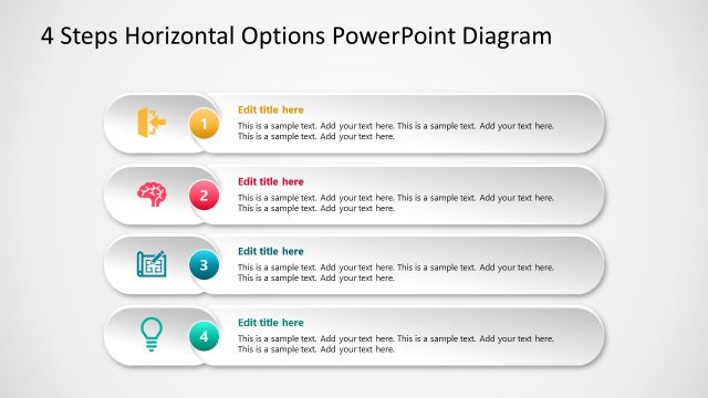 4 Steps Horizontal Options PowerPoint Diagram