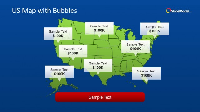 US Map Template for PowerPoint with Bubbles