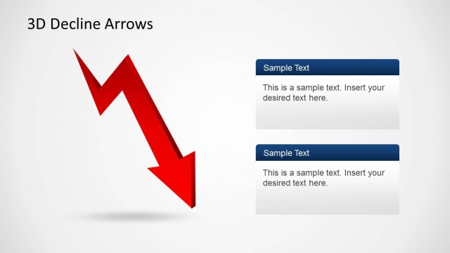 3D Decline Arrows Template for PowerPoint
