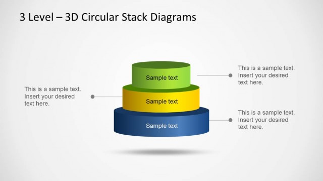 3D Circular Stack Diagram for PowerPoint with 3 Levels