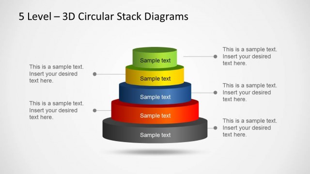 3D Circular Stack Diagram for PowerPoint with 5 Levels