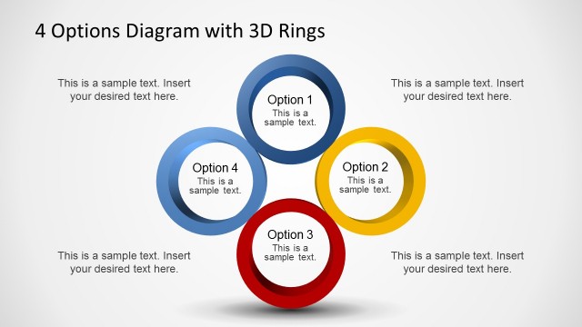 4 Options Diagram Template for PowerPoint with 3D Rings