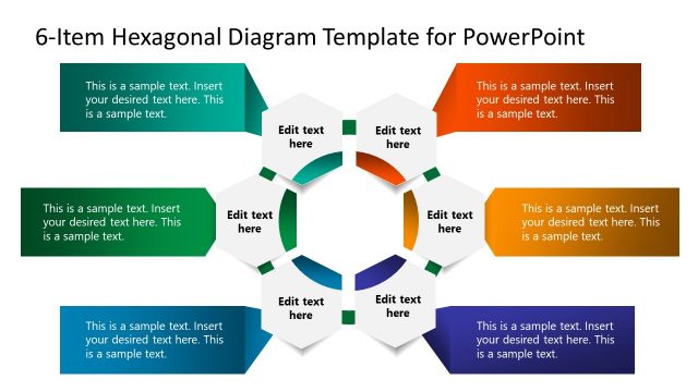 6-Item Hexagonal Diagram Template for PowerPoint