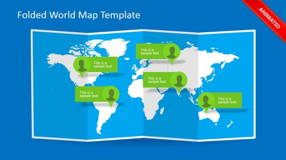 Folded World Map PowerPoint Template