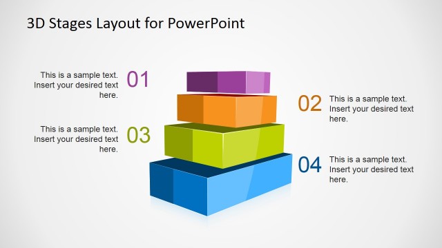 3D Stages Layout Template for PowerPoint with 4 Levels