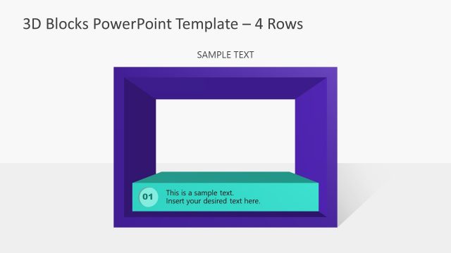 3D Blocks PowerPoint Template with 4 Rows