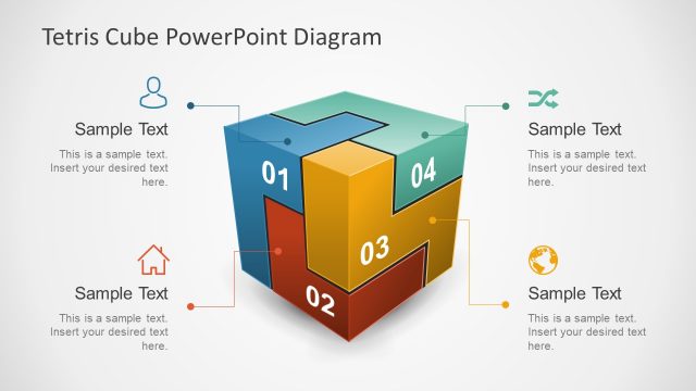 3D Tetris Cube PowerPoint Diagram