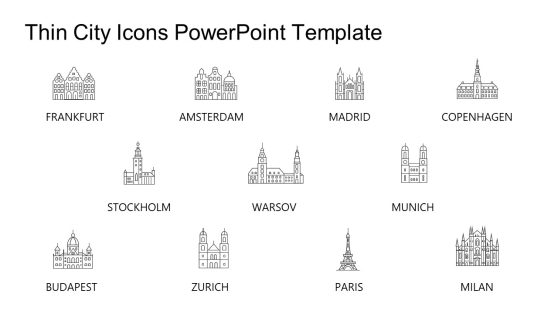 Customizable Thin City Icons PPT Template